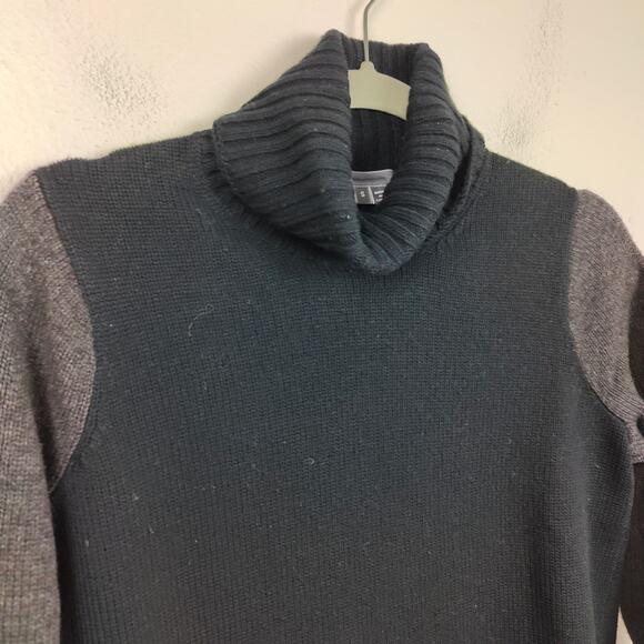 Vince Wool Cashmere Sweater Womens Small Black Gray Colorblock Turtleneck Preppy - Picture 2 of 9
